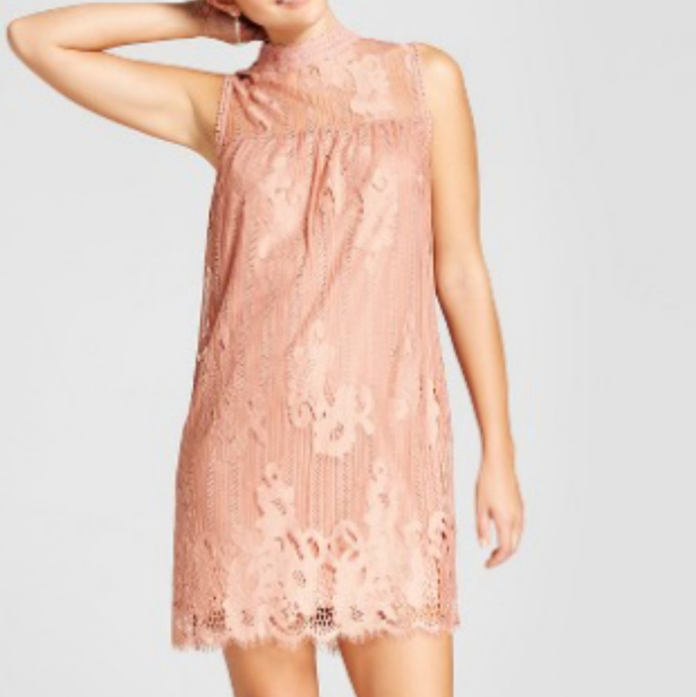 Women's lace mockneck shift dress (junior's)